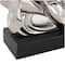 15.5" Silver Ceramic Dolphin Sculpture with Black Block Base